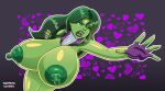  big_areola big_breasts big_breasts big_nipples breasts erect_nipples exposed_breasts green_hair green_skin huge_breasts huge_nipples large_areolae she-hulk superbustycartoon 