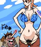  big_breasts lol lowres nami_(one_piece) one_piece orange_eyes orange_hair pubic_hair straw_hat_pirates usopp wtf 