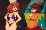  1girl 2_girls bikini blush casual clothed clothing daphne_blake eyewear glasses human insanely_hot magaska_19 mystery_inc pale_skin scooby-doo sexy sexy_body swimwear velma_dinkley yuri 