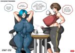  2futas big_ass big_breasts bulma_brief crossover disney dragon_ball futa_only futanari helen_parr hourglass_figure milf no_nut_november the_incredibles witchking00 