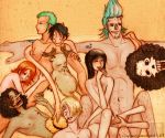  after_sex big_breasts black_hair brook_(one_piece) cappucinobird_(artist) chopper franky group_sex hourglass_figure monkey_d._luffy nami nami_(one_piece) nico_robin nude_female nude_male one_piece orange_eyes orange_hair orgy roronoa_zoro sanji skeleton straw_hat_pirates tony_tony_chopper usopp 