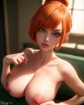  1girl aged_up ai_generated bathing ben_10 big_breasts biting_lip breasts cartoon_network curvaceous curvy ginger_hair green_eyes gwen_tennyson horny_female looking_at_viewer naked_female nipples nude nude_female onlyfakes.ai partially_submerged pooplool red_hair tagme water 