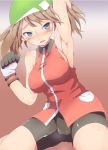 1_girl 1girl :d arm arm_up armpit armpits arms art babe bandana bandanna bare_legs bare_shoulders big_breasts bike_shorts blue_eyes blush breasts brown_hair clenched_hand collared_shirt female game_freak gloves haruka_(pokemon) haruka_(pokemon_emerald) high_res highres hips humans_of_pokemon large_breasts legs may_(pokemon) nintendo open_mouth pokemon pokemon_(anime) pokemon_(game) pokemon_diamond_pearl_&_platinum pokemon_dppt pokemon_rse rei_oe shiny shiny_skin shirt short_hair shorts sleeveless sleeveless_shirt solo sweat sweating tongue twintails wide_hips