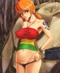 big_breasts nami_(one_piece) one_piece one_piece:_strong_world panty_pull perky_nipples pubic_hair straw_hat_pirates