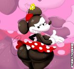 1girl ass ass_grab ass_up big_ass big_breasts black_skin breasts disney female/female female_only female_solo minnie_mouse rabbit rabbit_girl rat simple_background thedeathcrow05