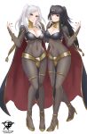 2_girls alluring black_hair fire_emblem kaos_art nintendo robin_(fire_emblem) robin_(fire_emblem)_(female) silver_hair tharja tharja_(fire_emblem)