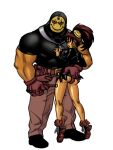 age_difference ass_grab bleepideeboop body_bags dark-skinned_female dark-skinned_male father_&_daughter grabbing hoop_earrings incest masked_male muscular_male panda_delgado redhead size_difference tippy-toe