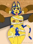 animal_crossing ankha ankha_(animal_crossing) big_breasts cumshot femboy small_penis yaoi