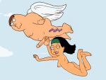 american_dad angel angel_wings clouds crossover family_guy flying funny gif guido_l hayley_smith nude_female nude_male peter_griffin scrotum_squeeze sky