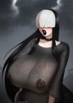 black_hair gigantic_ass gigantic_breasts goth gothmom hidden_eyes hourglass_figure marauder6272 white_hair