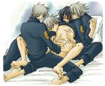 4boys anal artist_request bed bottomless clone clones clothed_on_nude cum cum_on_body cum_on_self foursome gangbang group_sex hatake_kakashi kakashi_hatake licking male_focus multiple_boys naruto nipple_pinch nipple_tweak nipples penis sex shirt_lift spread_legs umino_iruka yaoi