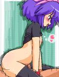 1boy 1girl aliasing ass blue_eyes blush bottomless breath cowgirl_position creatures_(company) doubleasterisk flat_chest game_freak girl_on_top hair hair_ribbon happy_sex heart hetero humans_of_pokemon kanata_(pokemon) kelly_(pokemon) konpeto lala-kun lowres motion_lines nintendo nipples no_panties npc_trainer oekaki open_mouth pokemon pokemon_(anime) pokemon_(game) pokemon_coordinator pokemon_rse pokemon_ruby_sapphire_&_emerald purple_hair ribbon sex shirt_lift short_hair spoken_heart straddle straddling thighhighs tongue tongue_out vaginal