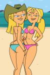  2futas ass balls bikini blonde_hair bridgette_(tdi) cartoon_network cowboy_hat erection fresh_tv futa_only futanari futanari_on_futanari genderswap geoff_(tdi) looking_at_viewer penis small_breasts teletoon tjlive5 total_drama_island 