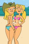  2futas ass balls bikini blonde_hair bridgette_(tdi) cartoon_network cowboy_hat cum erection fresh_tv futa_only futanari futanari_on_futanari genderswap geoff_(tdi) looking_at_viewer penis small_breasts teletoon tjlive5 total_drama_island 