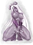 1girl artist_request black_sclera blush breasts demon detached_sleeves flute horns instrument kneeling large_breasts long_hair masturbation naruto nipples nude object_insertion parted_lips solo tayuya vaginal vaginal_object_insertion very_long_hair