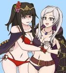  2girls alluring alternate_costume bikini breasts female_only fire_emblem fire_emblem_awakening fire_emblem_heroes latikamu multiple_girls nintendo official_alternate_costume purple_bikini purple_swimsuit red_bikini red_swimsuit robin_(fire_emblem) robin_(fire_emblem)_(female) robin_(summer)_(fire_emblem)_(female) swimsuit tharja tharja_(fire_emblem) tharja_(summer)_(fire_emblem) 