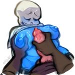  1boy 1girl 2d 2d_(artwork) acidd_grrs animal_genitalia animal_penis animated_skeleton anthro artist_name blue_belly blue_body blue_breasts blue_nipples blush bottom_sans breast_grab breasts chubby chubby_female closed_eyes digital_media_(artwork) ectobody female female_sans genderswap genderswap_(mtf) grabbing_breasts grabbing_own_penis holding_penis leaking_penis male male/female monster nipples paizuri penis_between_breasts rule_63 sans sans_(undertale) shirt_up simple_background skeleton solo_focus sweat third-party_source uke_sans undead undertale undertale_(series) unseen_male_face video_games white_background wolf 