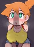 big_breasts blush cleavage clothed_female creatures_(company) game_freak green_eyes gym_leader humans_of_pokemon kasumi_(pokemon) misty_(pokemon) miyazero nintendo nipple_bulge open_mouth orange_hair penis_awe penis_shadow penis_worship pokemon pokemon_(anime) pokemon_frlg pokemon_red_green_blue_&_yellow pokemon_rgby porkyman sweat