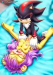 bbmbbf black_fur blush breasts closed_eyes feet mina_mongoose missionary_position moaning mobius_unleashed palcomix purple_hair sega shadow_the_hedgehog sonic_the_hedgehog_(series) spread_legs yellow_fur