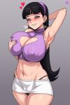 1girl armpits big_breasts blue_eyes blush breasts eyeshadow female_focus high_res huge_breasts jmg light_skin long_hair nipple_bulge patreon patreon_paid patreon_reward solo_female standing sweat sweatdrop teen the_fairly_oddparents thick_thighs thighs trixie_tang