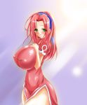 1girl big_breasts blush breast_hold breasts bursting_breasts erect_nipples fct female_only green_eyes hair huge_breasts long_hair naruto red_hair sakura_haruno sara_da_pranzo sdp solo solo_female thick_thighs thighs