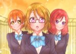  3_girls artist_name artist_request brown_hair female_focus high_res koizumi_hanayo love_live! love_live!_school_idol_project short_hair 