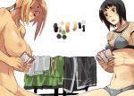 2010 2_girls 2girls black_hair blonde_hair blush bra breasts card cards color_guide faustsketcher grey_panties holding holding_card huge_breasts lingerie multiple_girls naruto navel nipples nude panties shizune short_hair sketcher2007 strip_poker sweat tsunade underwear underwear_only watermark web_address web_address_without_path