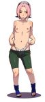 bobobo flat_chested naruto panties panty_pull pink_hair sakura_haruno small_breasts topless underwear