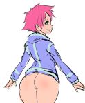  ass blue_eyes bottomless hood hood_down kumatora maniacpaint mother_(game) mother_3 nintendo no_panties pink_hair pussy short_hair solo uncensored 