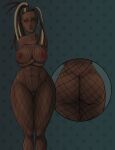 1girl alluring athletic_female big_breasts dark-skinned_female dark_skin ebony female_abs fishnet fishnet_bodysuit fit_female master_raven namco pussy tekken tekken_7 tekken_8 zingate