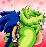  blue_fur cristal cristal_(ssxu) green_fur huge_breasts kristal_(artist) sega size_difference sonic_oc sonic_the_hedgehog sonic_the_hedgehog_(series) sonic_universe sonic_x super_sonic_x_universe super_sonic_x_universe transparent_background vaginal 