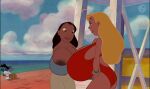 2_girls blonde_hair brown_skin gigantic_breasts lifeguard_(lilo_and_stitch) multifaker5 nani_pelekai photoshop