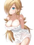  1girl alluring big_breasts blonde_hair blue_hair female_only mario_(series) nintendo princess_rosalina rosalina super_mario_bros. towel_around_breasts wet yassrosalina 