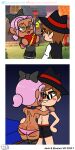 animal_crossing animal_crossing_boy animal_crossing_girl ass ass brown_eyes brown_hair digital_media_(artwork) glasses green_eyes hat jackintaro nintendo panties purple_hair ribbon stockings underwear villager_(animal_crossing)