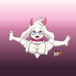 1girl anthro anthro_only byheydern deltarune female female_only first_porn_of_character genderswap genderswap_(mtf) goat goat_girl gradient_background ralsei ralsei_with_white_fur solo spread_legs undertale_(series) video_games