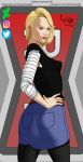 android_18 anime_milf ass blonde_hair blue_eyes dragon_ball dragon_ball_z lazuli_(dragon_ball_z) looking_back master_reauxshi_(artist) razuri_(dragon_ball_z)