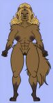 1girl big_ass breasts brown_skin fluffy_tail long_hair milf mongoose muscular_female posing seductive sketchybug tail yellow_hair