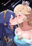 2girls ai_generated blushing crossover fire_emblem fire_emblem_awakening kissing lucina lucina_(fire_emblem) mario_(series) nintendo phyneo princess_rosalina rosalina super_mario_bros. super_smash_bros. tagme yuri