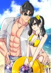 1boy 1girl 1girl abs beach bikini boyfriend-girlfriend canon_couple cleavage inner_tube jin_kazama ling_xiaoyu medium_breasts namco tekken tekken_3 tekken_4 tekken_5_dark_resurrection tekken_7 tekken_8 tekken_blood_vengeance tekken_tag_tournament tekken_tag_tournament_2 viaa_noviaa27