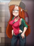  1female 1girl 1girl 1girls big_breasts breasts disney female_focus female_only freckles ginger gravity_falls high_res high_res high_resolution inker_comics inkershike lifeguard_swimsuit looking_at_viewer lumberjack orange_hair seductive_look smile solo_female solo_focus standing straight_hair taking_off_pants wendy_corduroy whistle_around_neck 