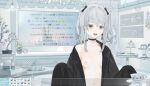  1girl 1girl blue_eyes breasts grey_hair nekomugi_tororo nipples open_jacket screencap third-party_edit virtual_youtuber 