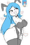  1girl 1girl ass big_ass big_ass big_breasts blue_hair blush breasts bunnysuit embarrassed embarrassing fnf fnf_mods friday_night_funkin friday_night_funkin_mod happy long_hair looking_up purple_eyes sky_(friday_night_funkin) smile 