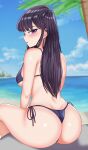 1girl aeclypse04 alluring ass beach bikini blue_sky digital_drawing_(artwork) digital_media_(artwork) fanart komi-san_wa_komyushou_desu komi_shouko ocean tagme