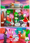  4girls adventures_of_sonic_the_hedgehog amy_rose aqua_fur archie_comics bbmbbf black_bodysuit blue_eyes breezie_the_hedgehog brown_eyes cosmo_the_seedrian echidna furry green_eyes green_hair hedgehog hooters medium_breasts mobian_hooters_(comic) mobius_unleashed palcomix pink_eyes pink_fur red_dress red_fur sega shade_the_echidna short_hair sonic_(series) sonic_the_hedgehog_(series) sonic_x two_tone_hair white_gloves 