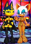  1girl 2_girls animal_crossing ankha anthro bbmbbf breasts crossover diamond_level female_only furry looking_at_viewer mobius_unleashed nintendo one_eye_closed palcomix pietros_secret_club pussy rouge_the_bat sega sega sonic_the_hedgehog_(series) 