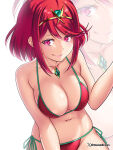 1girl alluring big_breasts bikini female_only heroine human light-skinned_female light_skin milf mune nintendo pyra red_eyes red_hair xenoblade_(series) xenoblade_chronicles_2 zoom_layer