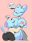 1boy 1girl 2018 animal_ears anthro anthrofied ass blue_fur blue_skin breast_squeeze breast_suck breastfeeding breasts cartoon_network cat_ears cat_tail closed_eyes clothing dialogue elchilenito eyebrows eyelashes feline female fur furry gumball_watterson incest lactating large_ass large_breasts male male/female mammal mature_female milf mommy mother mother_and_son nicole_watterson nipples one_eye_closed parent pink_nose smile son sucking tail the_amazing_world_of_gumball whiskers