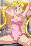  adult_swim alluring big_breasts bishoujo_senshi_sailor_moon bishoujo_senshi_sailor_moon_r bishoujo_senshi_sailor_moon_r_the_movie bishoujo_senshi_sailor_moon_s bishoujo_senshi_sailor_moon_s_the_movie bishoujo_senshi_sailor_moon_supers bishoujo_senshi_sailor_moon_supers_the_movie blonde_hair blue_eyes cleavage frilled_leotard gym gymnastics leotard sepia_tone_(artist) toei_animation toonami usagi_tsukino viz_media 