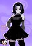  1boy 1girl black_hair e-girl goth goth_girl gothic medium_hair miniskirt older older_female raven_(dc) short_hair skirt teen_titans young_adult young_adult_female young_adult_woman 