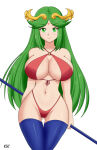  1girl alluring big_breasts cleavage female_only green_eyes green_hair gummslime kid_icarus looking_at_viewer nintendo palutena 